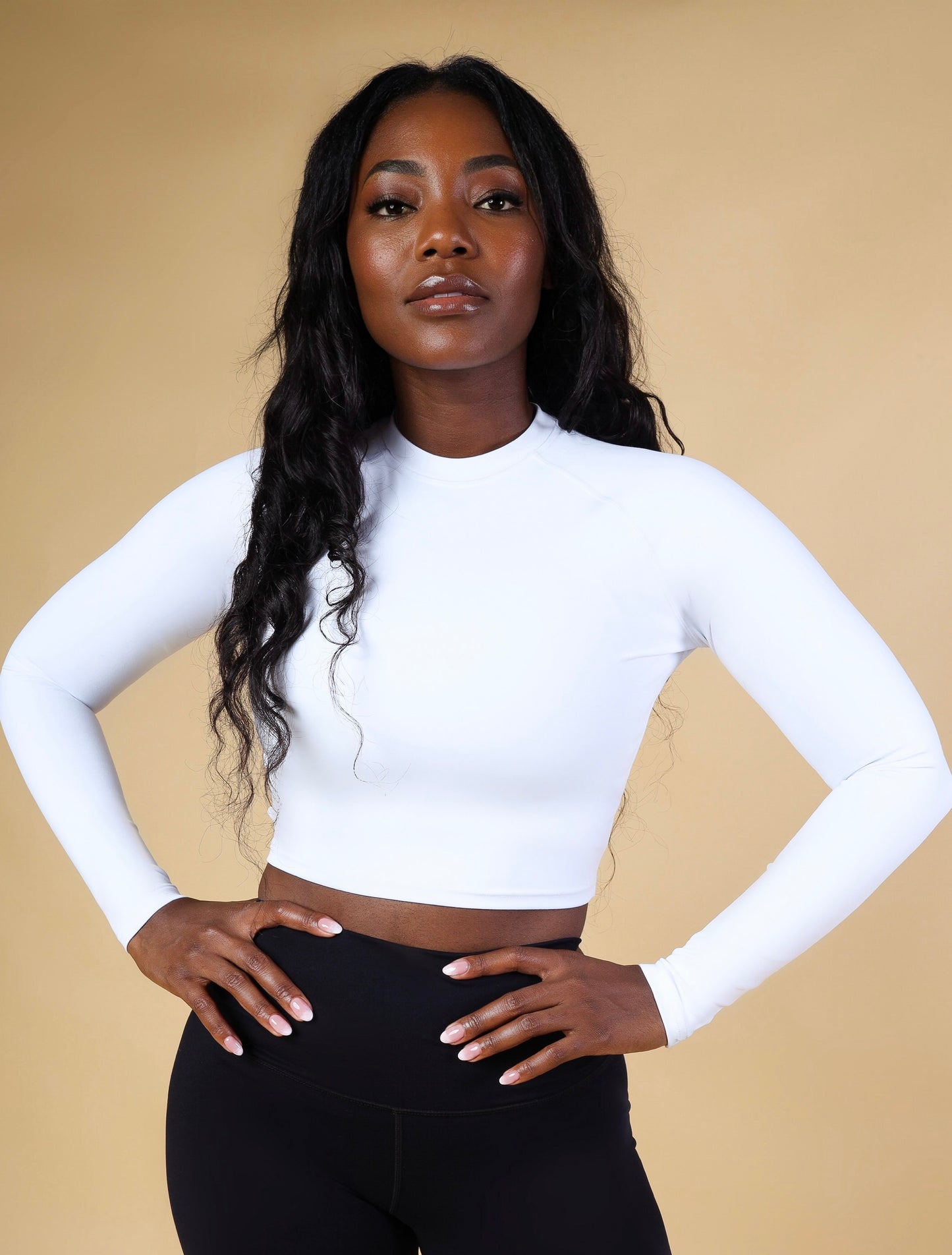 Vital Long Sleeve Crop Top - White