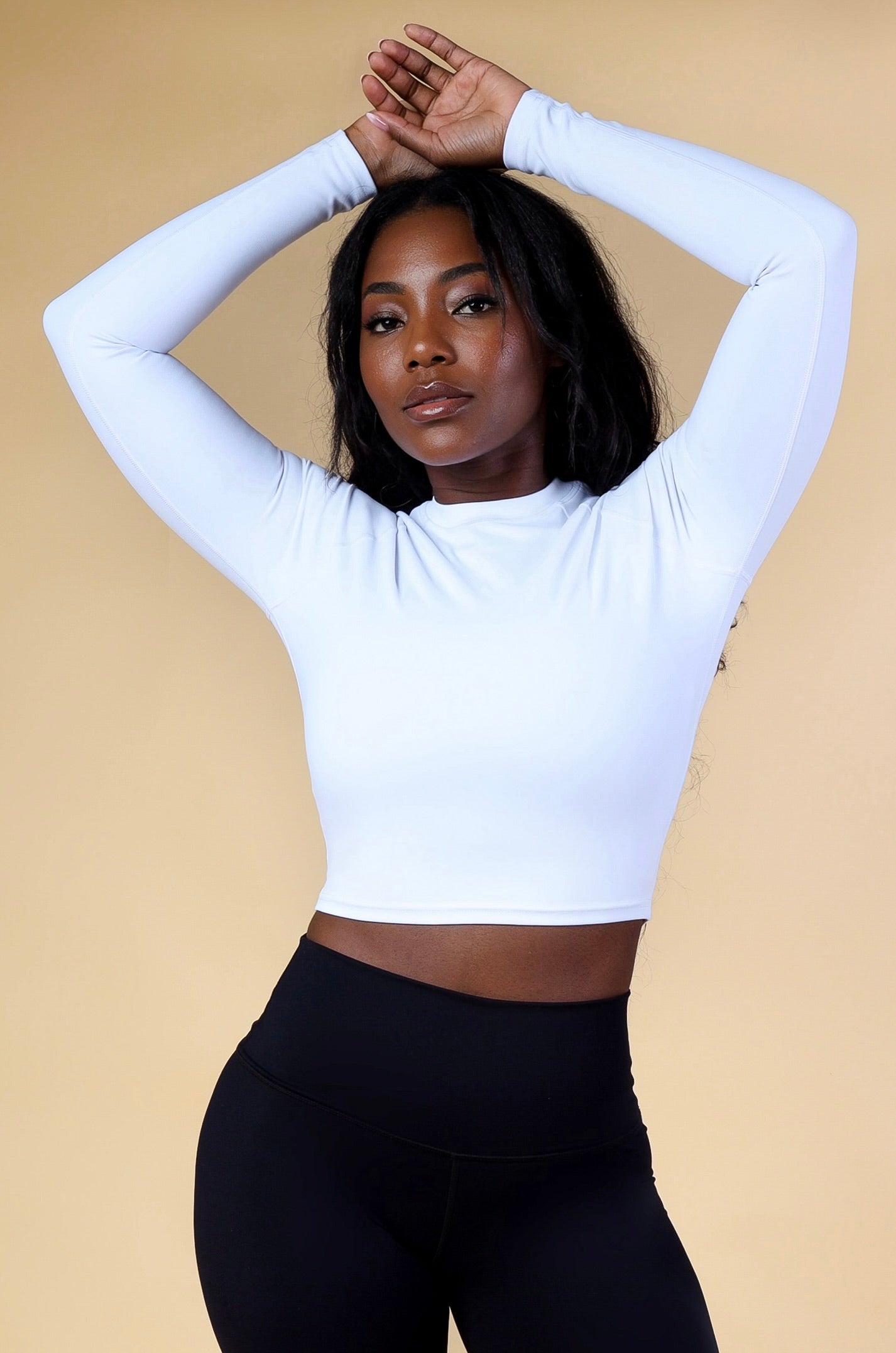 Vital Long Sleeve Crop Top - White